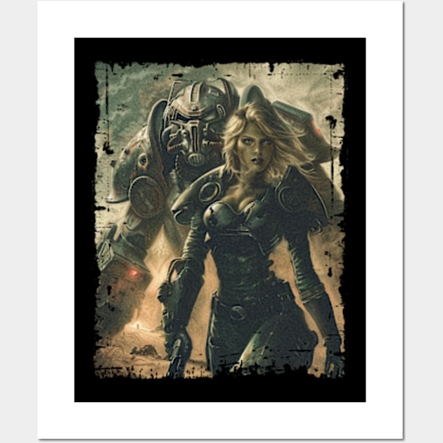 Woman and Beast in Power Armor Fallout Poster Wall Art by Vlaa